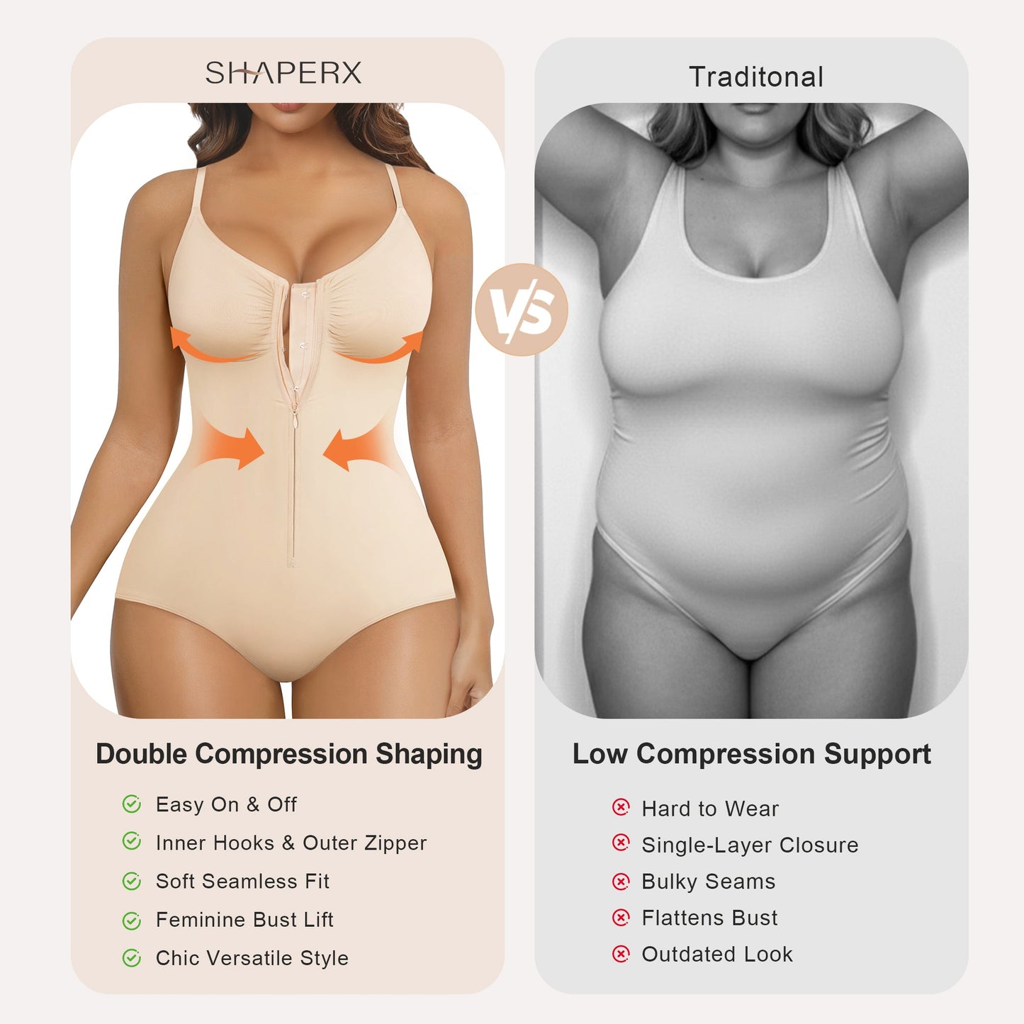 Zip-Up Tummy Control Brief Bodysuit