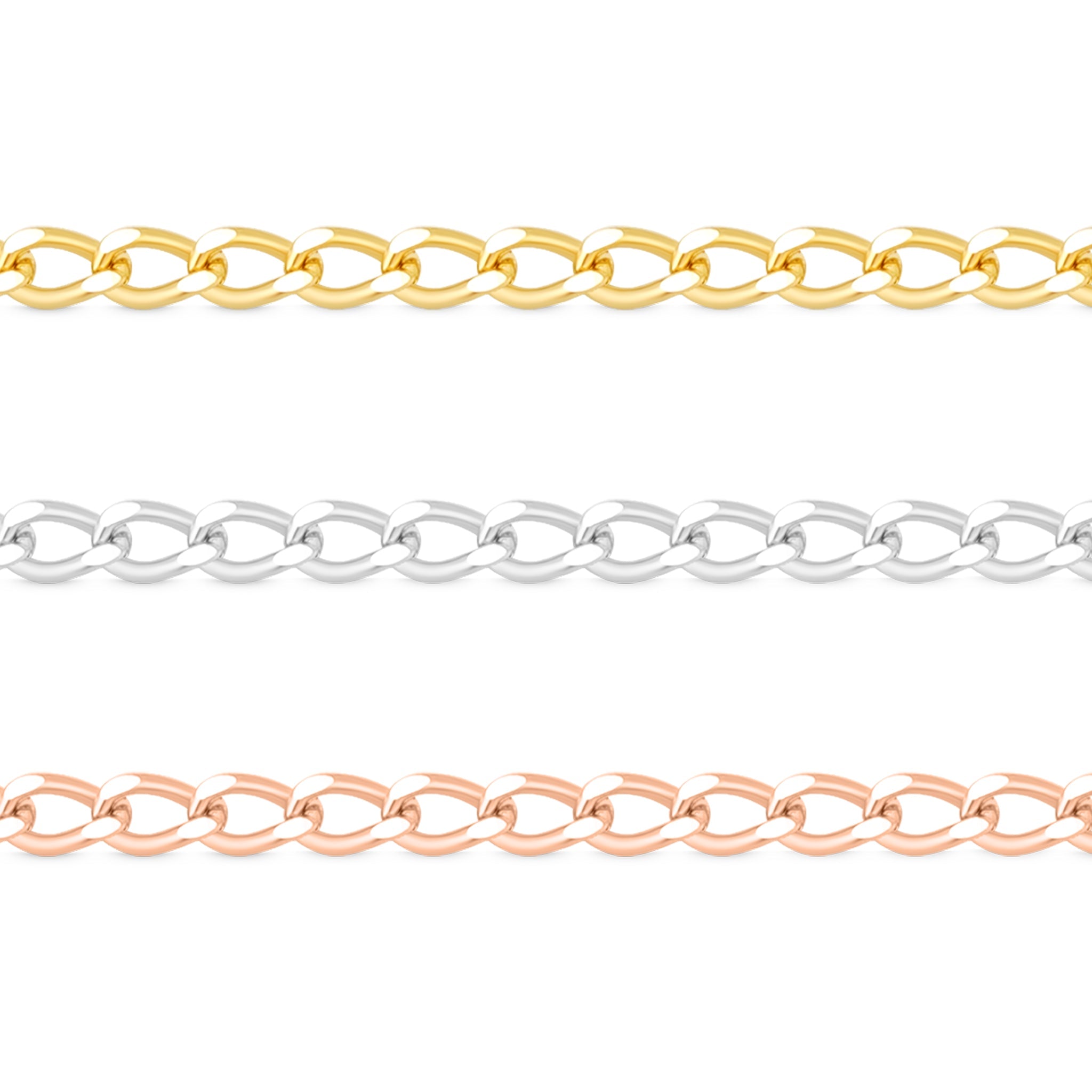 0.9mm Fine Diamond Cut Curb 14K Solid Rose Gold Permanent Jewelry Chain - By the Inch