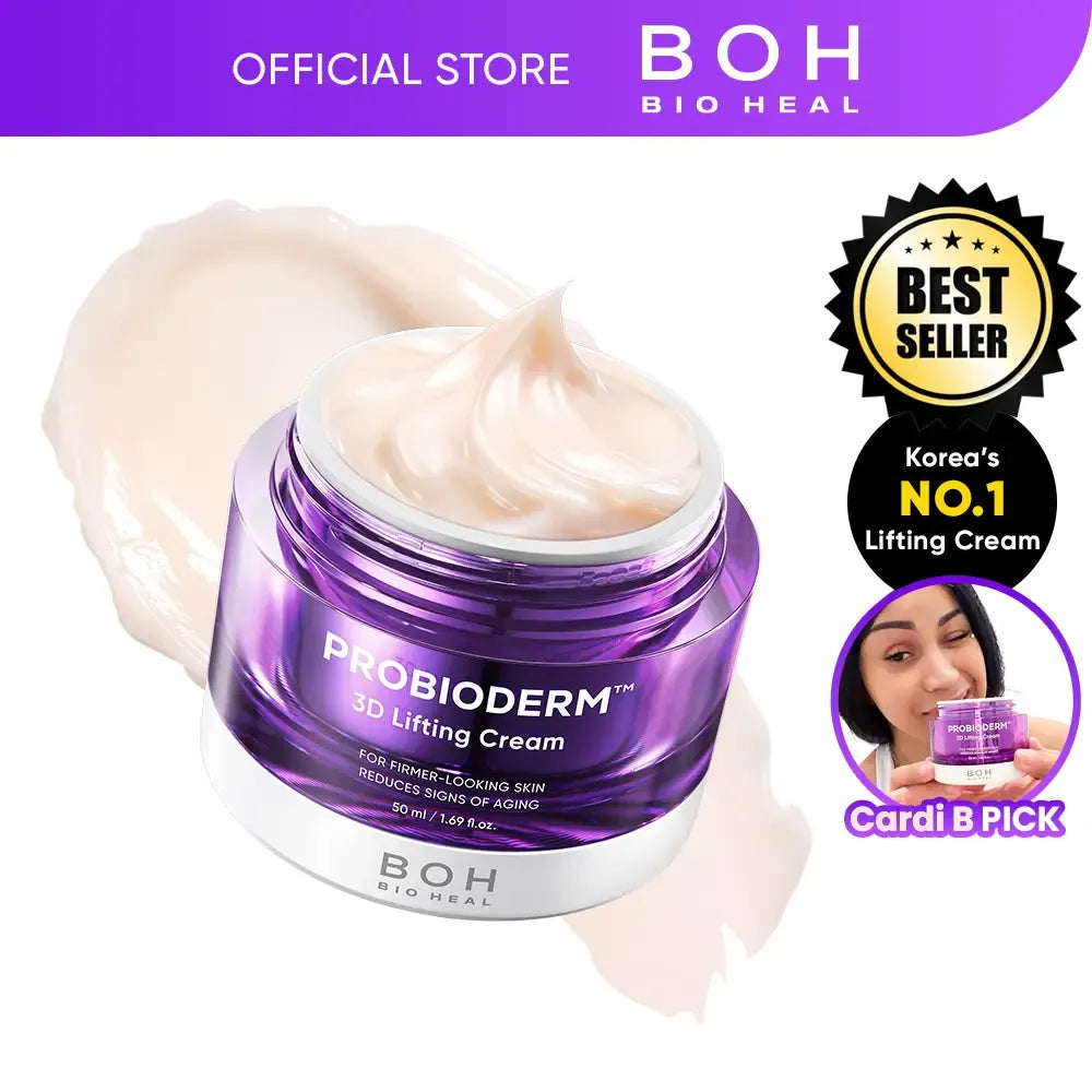 [Cardi B Pick] BIOHEAL BOH Probioderm 3D Lifting Cream 1.7 fl oz | Advanced Korean Facial Night Cream with 17-Peptide Complex & Probioderm for Wrinkles on Face and Neck, Butter-Rich Texture for Perfect Slugging | Mother's Day Gift