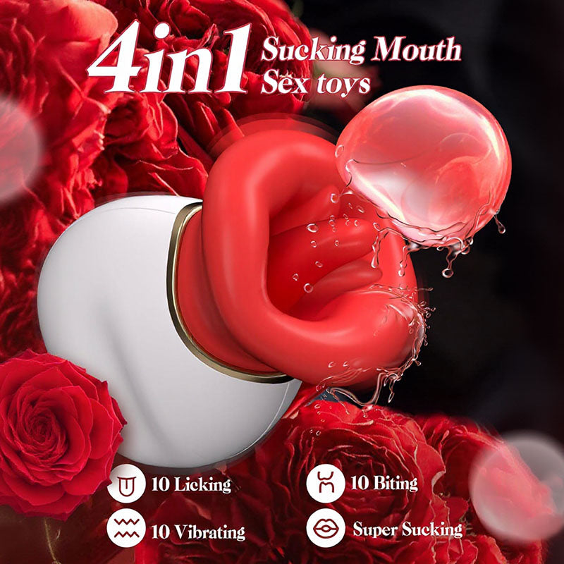 Seraphina - Mouth Tongue 4 In 1 Licking& Biting & Sucking & Vibrating Clitoral Vibrator