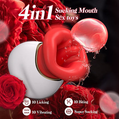 Seraphina - Mouth Tongue 4 In 1 Licking& Biting & Sucking & Vibrating Clitoral Vibrator