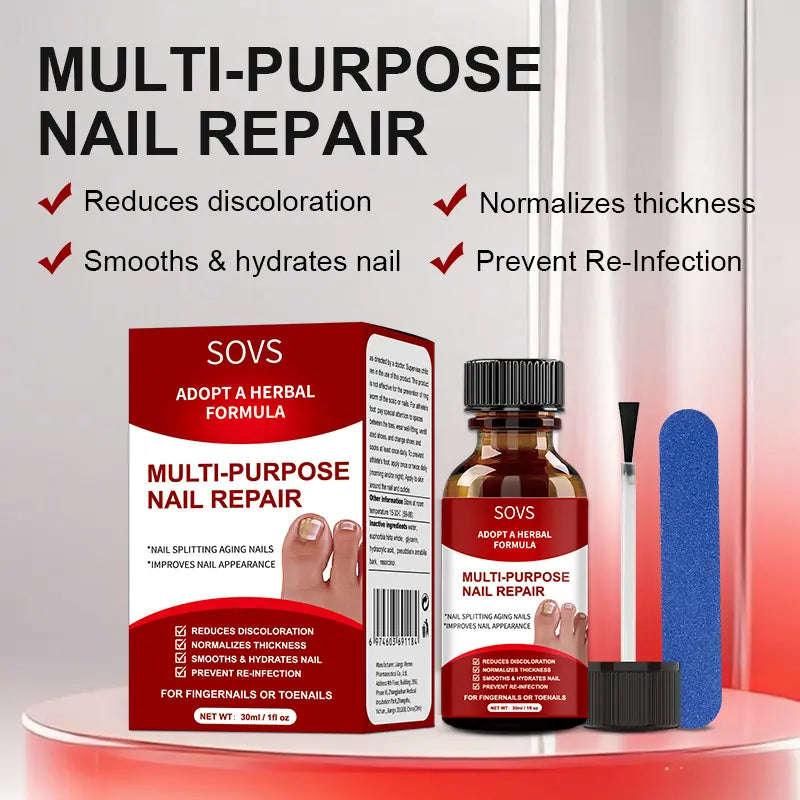 SOVS Toenail Fungus Treatment Extra Strength ,Antifungal Solution ,Triple Action Formula for Damaged Nails, Multi-Purpose Nail Repair,1 Fl Oz Manicure Therapy