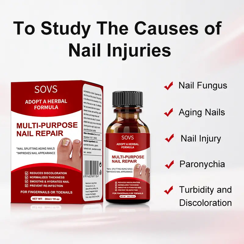 SOVS Toenail Fungus Treatment Extra Strength ,Antifungal Solution ,Triple Action Formula for Damaged Nails, Multi-Purpose Nail Repair,1 Fl Oz Manicure Therapy