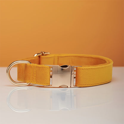 Multiple Colour Velvet Personalise Dog Collar Leash Set With Bow