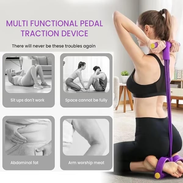 Multi-functional Pedal Resistance Band Trainer – Portable Foot Pedal Fitness Equipment Home Gym Full Body Workout Machine, Exercise Sit-ups, Yoga, Abdominal Training
