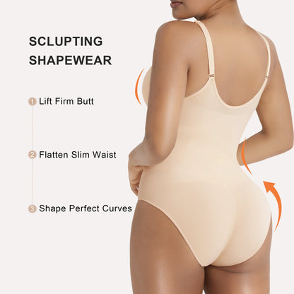 Zip-Up Tummy Control Brief Bodysuit