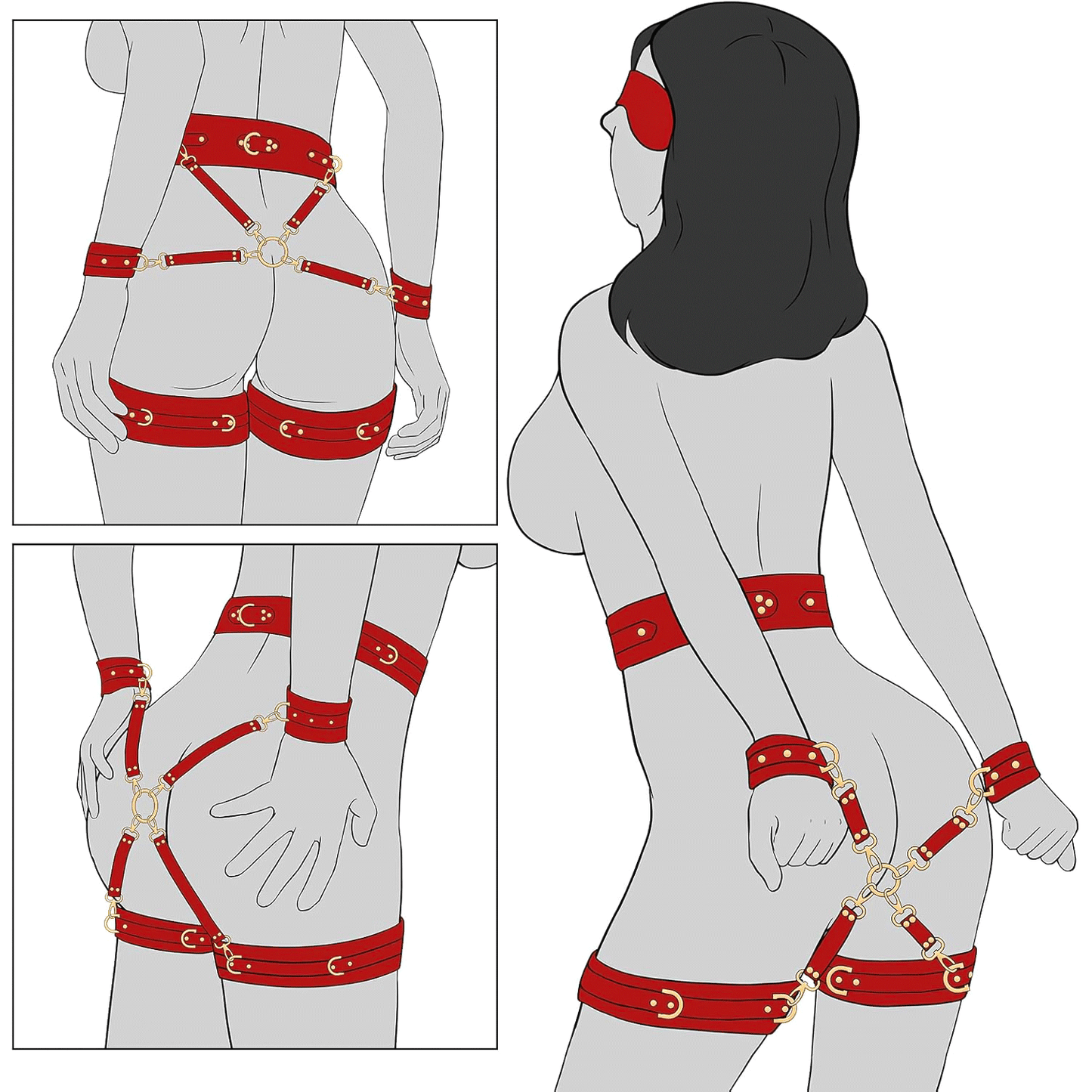 Sex Bondage BDSM Kit Restraints 7PCS Sets