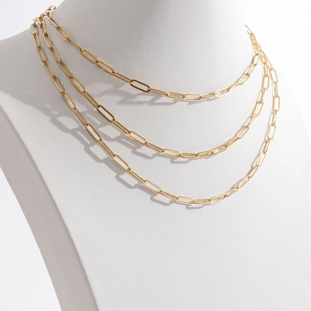 14K Gold Filled PLUS Paperclip Chain Necklace 4mm