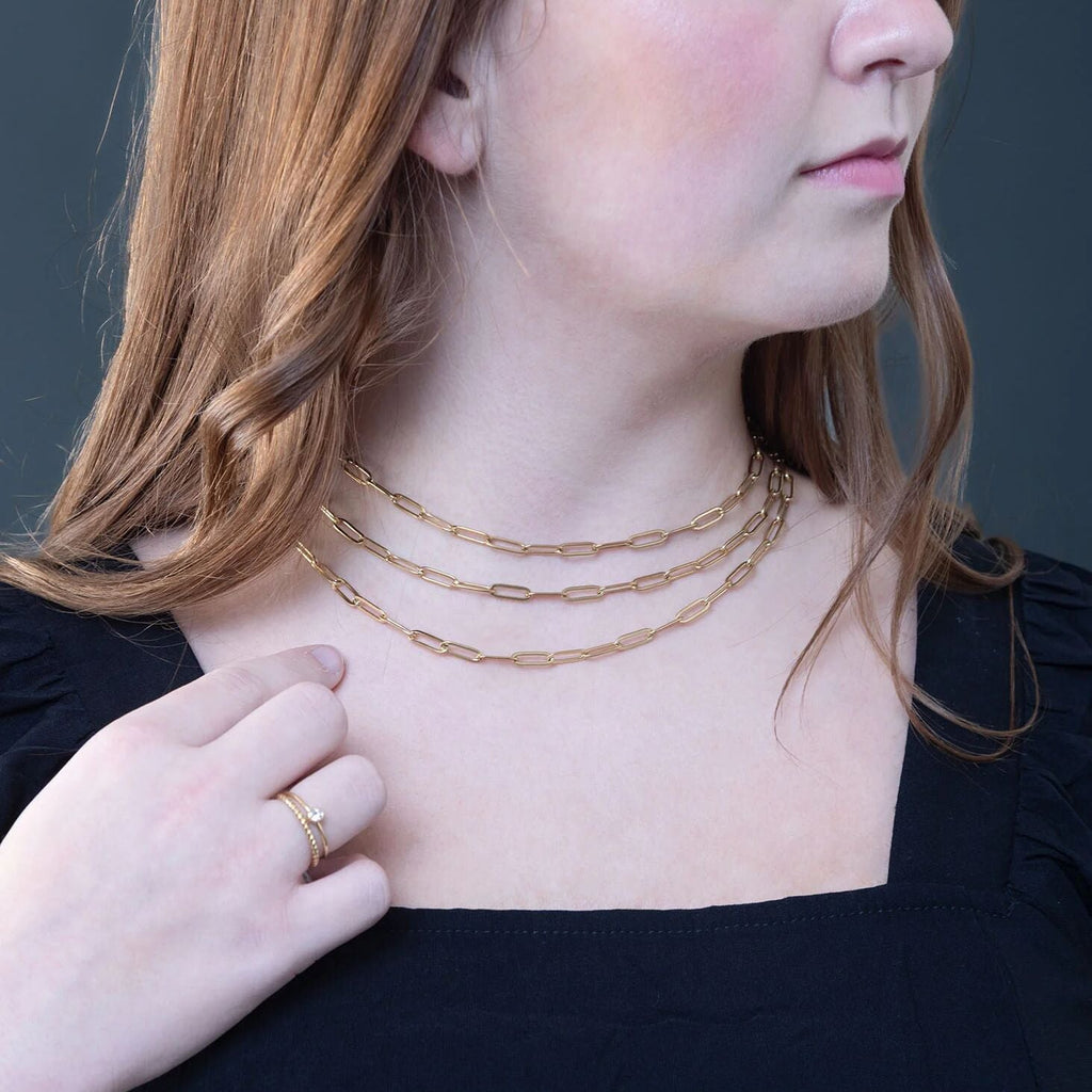 14K Gold Filled PLUS Paperclip Chain Necklace 4mm