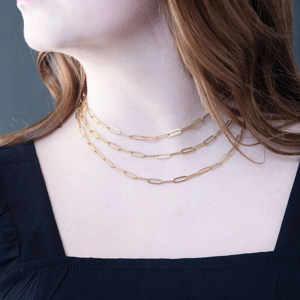 14K Gold Filled PLUS Paperclip Chain Necklace 4mm