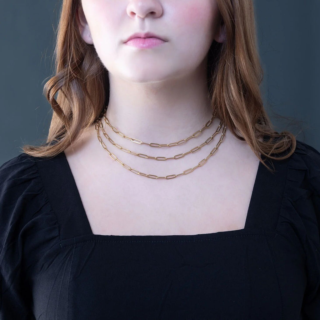 14K Gold Filled PLUS Paperclip Chain Necklace 4mm