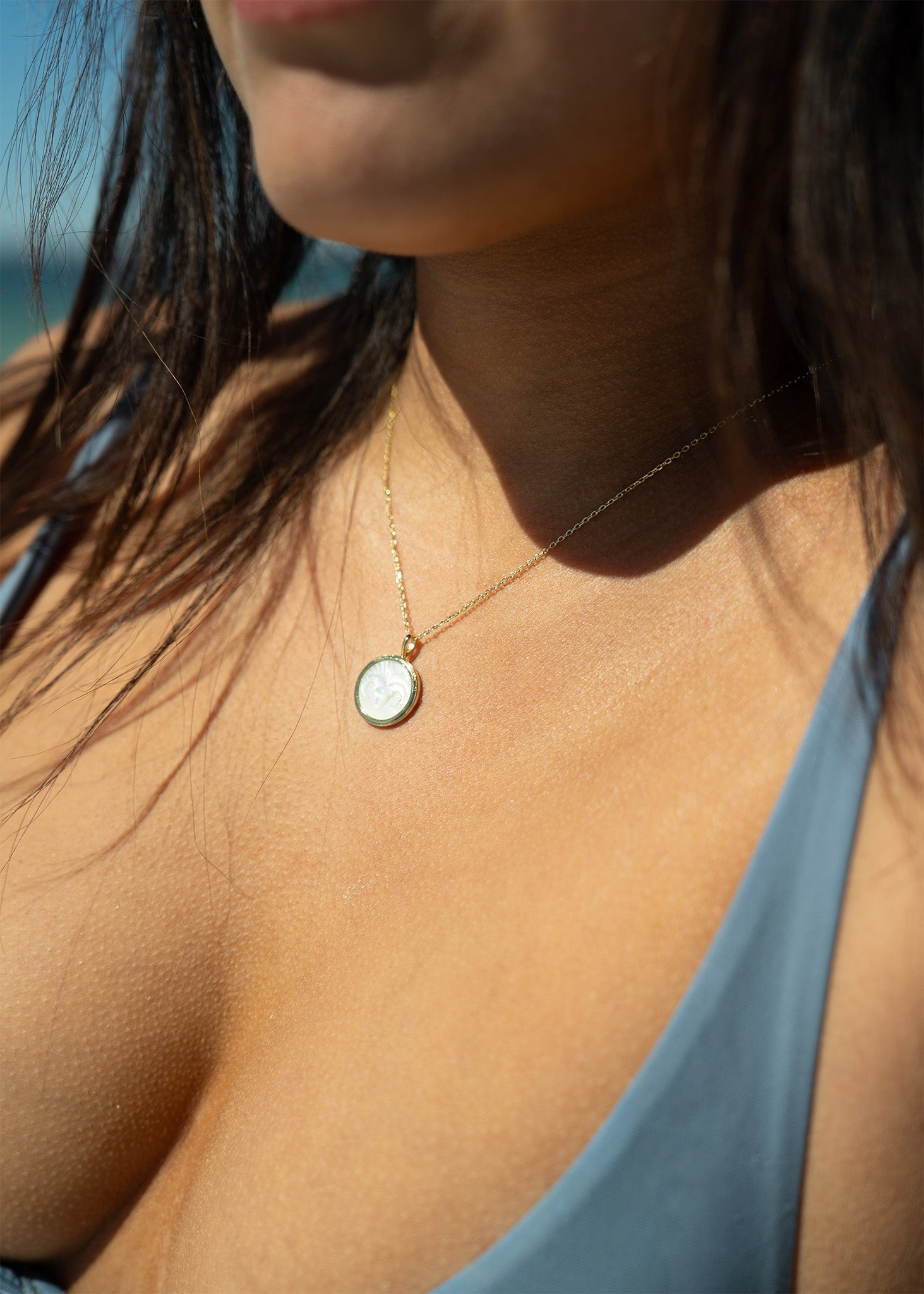 14K Gold Plated Sterling Silver Mother of Pearl Zodiac Pendant Necklace