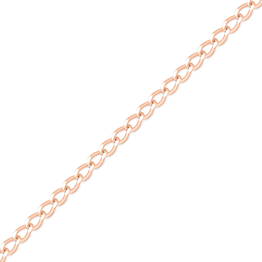 0.9mm Fine Diamond Cut Curb 14K Solid Rose Gold Permanent Jewelry Chain - By the Inch