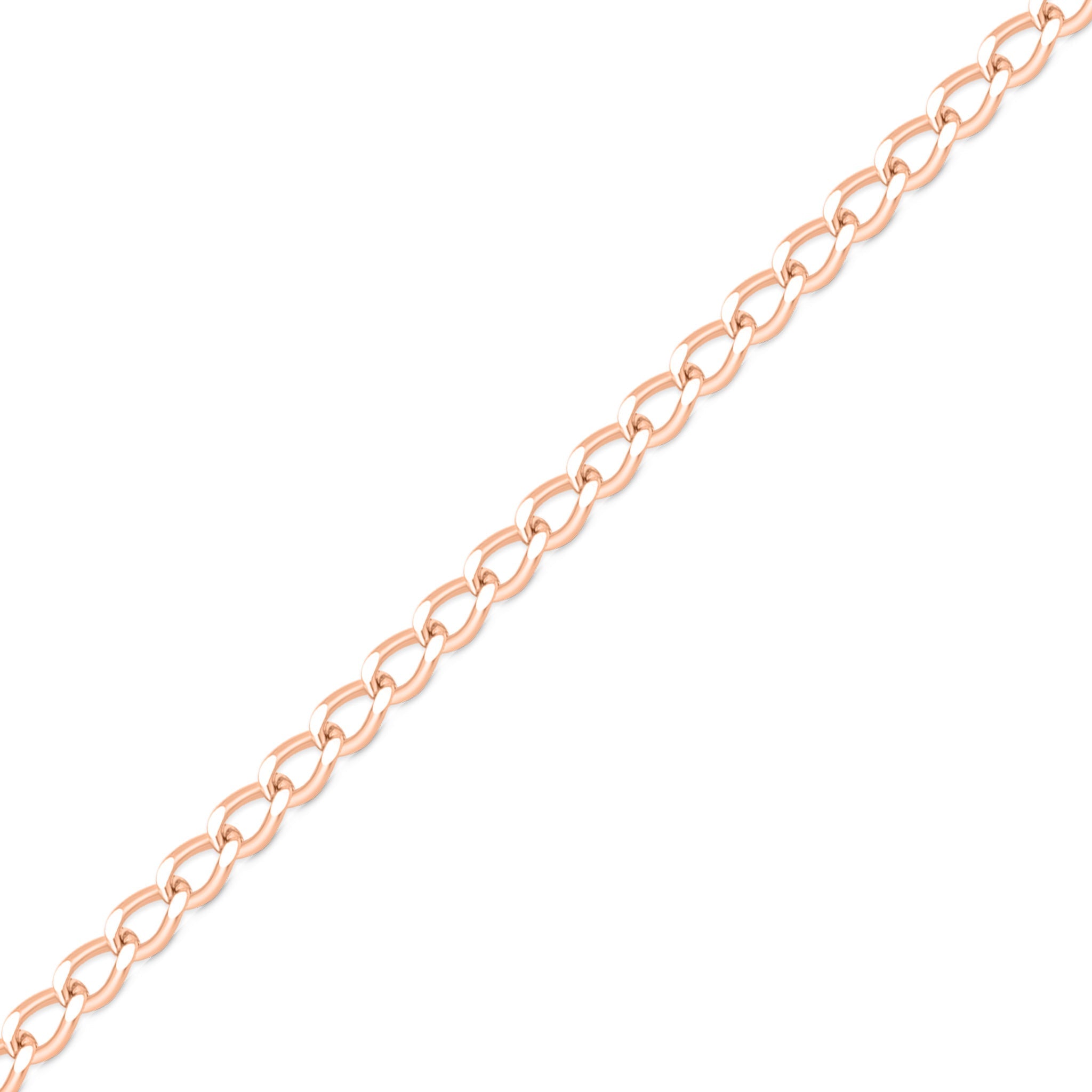 0.9mm Fine Diamond Cut Curb 14K Solid Rose Gold Permanent Jewelry Chain - By the Inch