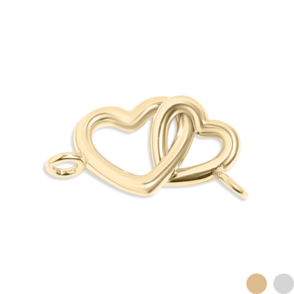 14K Gold Plated Sterling Silver Double Heart Permanent Jewelry Connector Charm