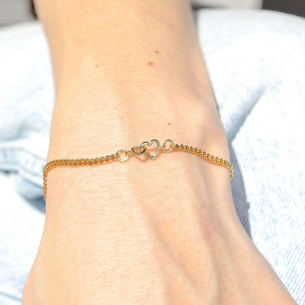 14K Gold Plated Sterling Silver Double Heart Permanent Jewelry Connector Charm