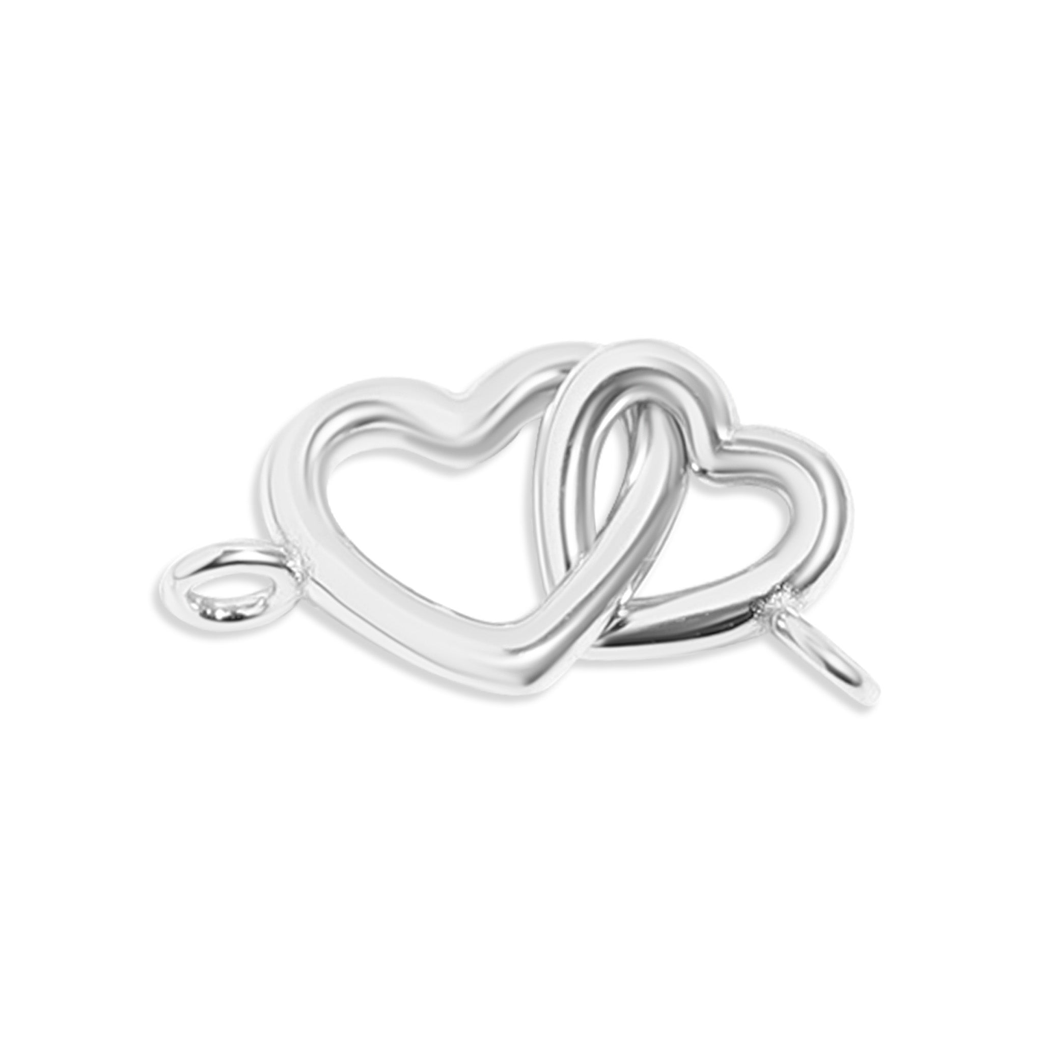 14K Gold Plated Sterling Silver Double Heart Permanent Jewelry Connector Charm