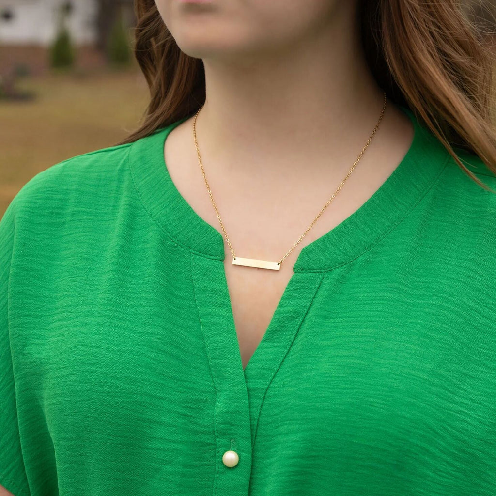 14K Gold Filled PLUS Blank Bar Necklace