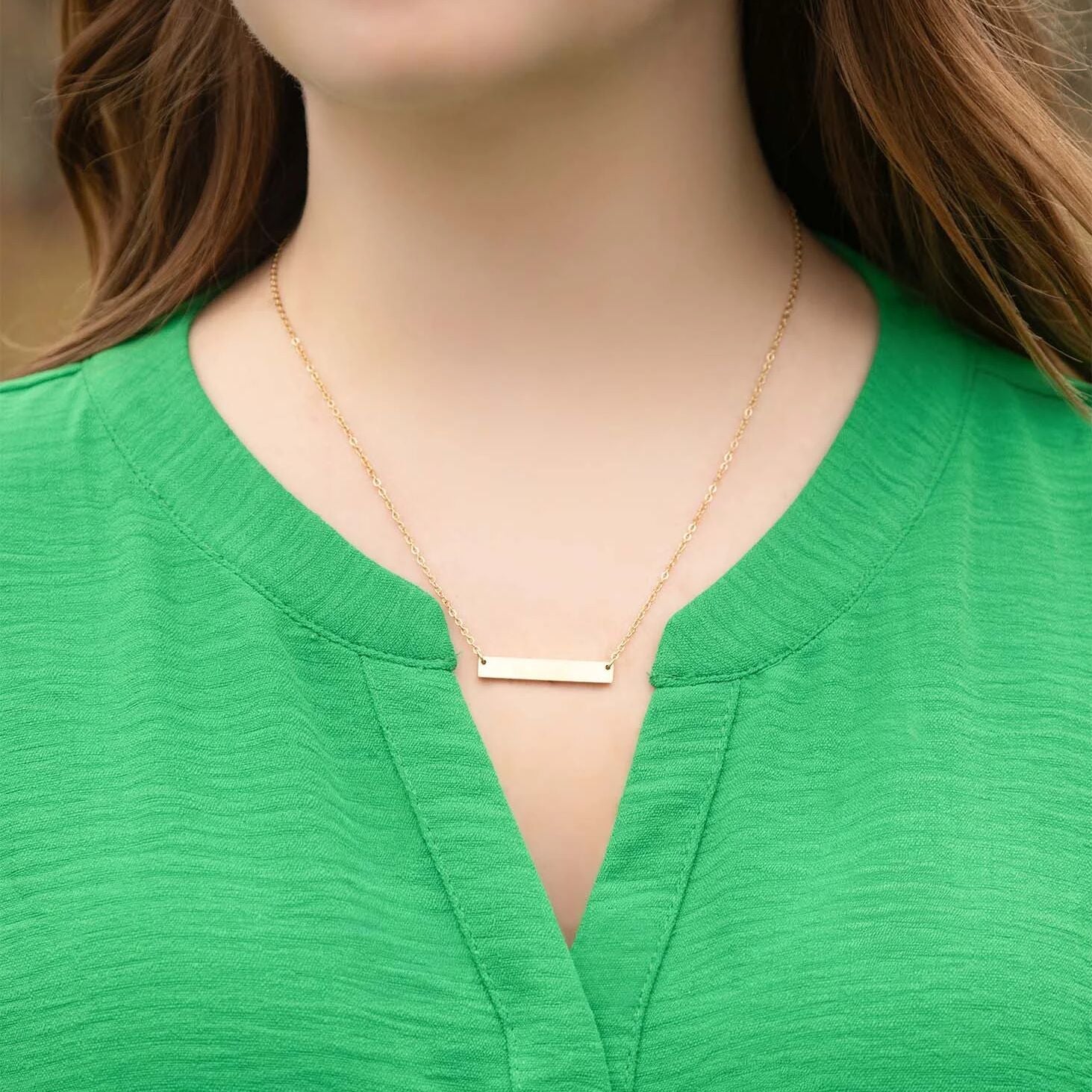 14K Gold Filled PLUS Blank Bar Necklace
