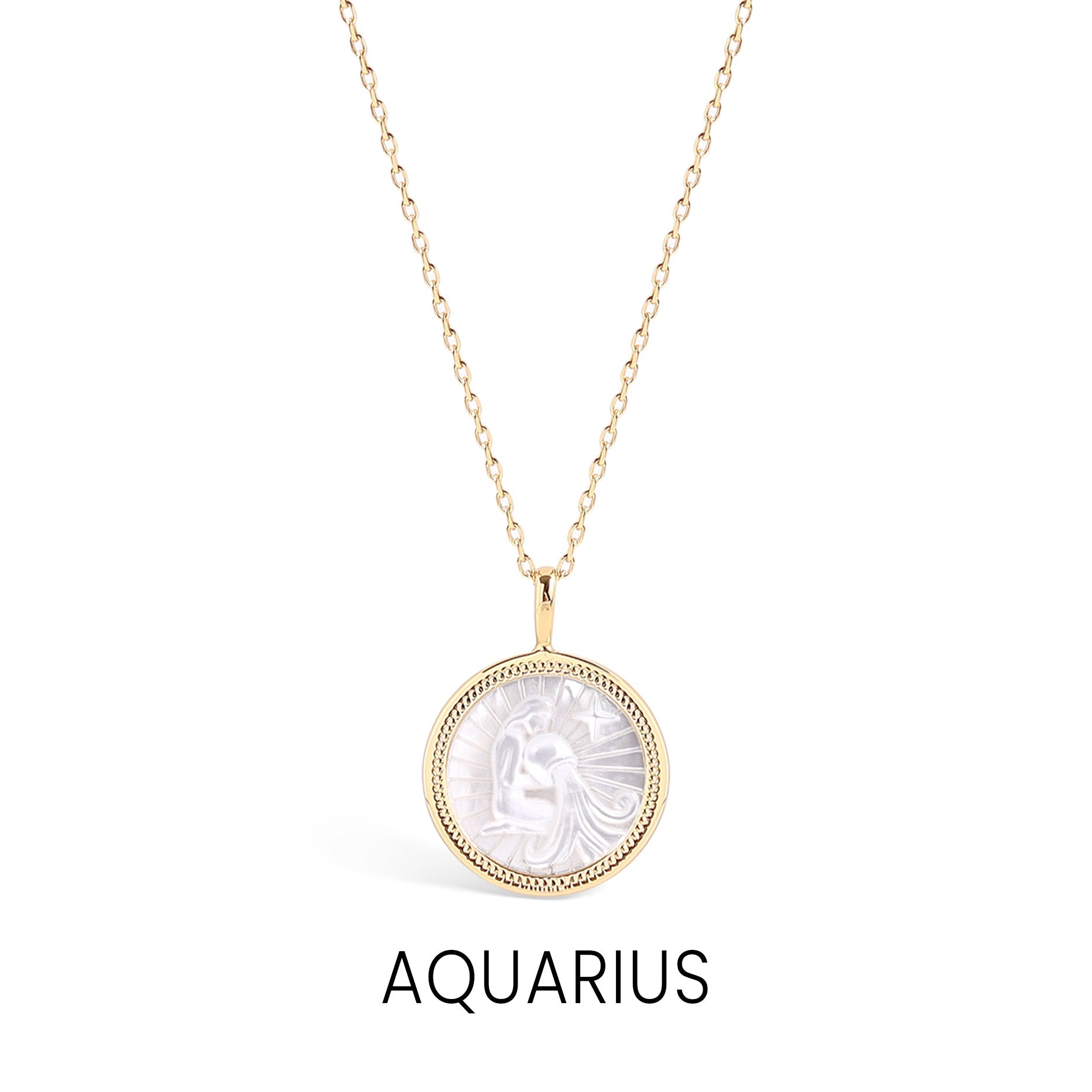 14K Gold Plated Sterling Silver Mother of Pearl Zodiac Pendant Necklace