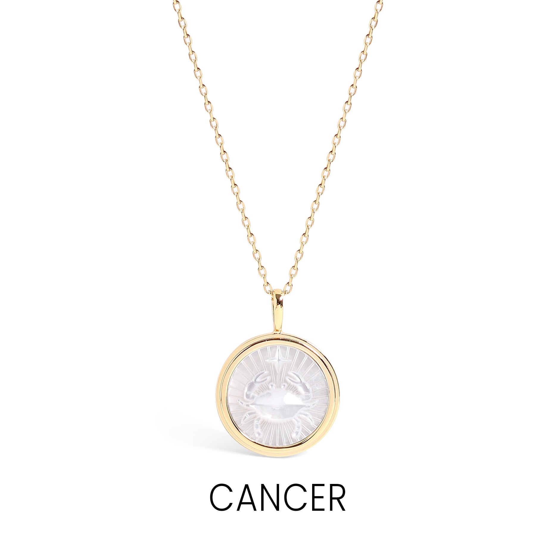 14K Gold Plated Sterling Silver Mother of Pearl Zodiac Pendant Necklace