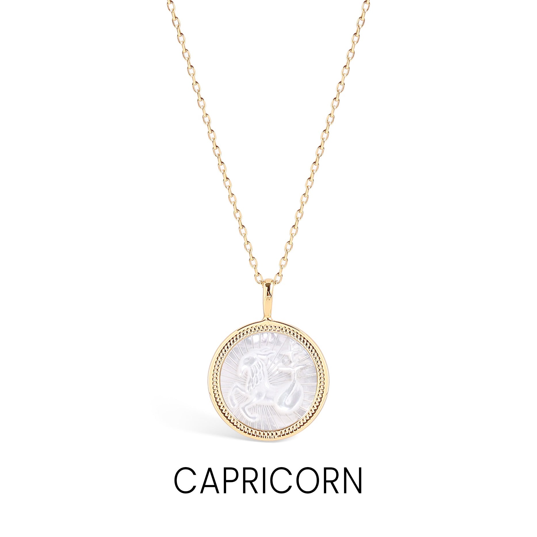 14K Gold Plated Sterling Silver Mother of Pearl Zodiac Pendant Necklace