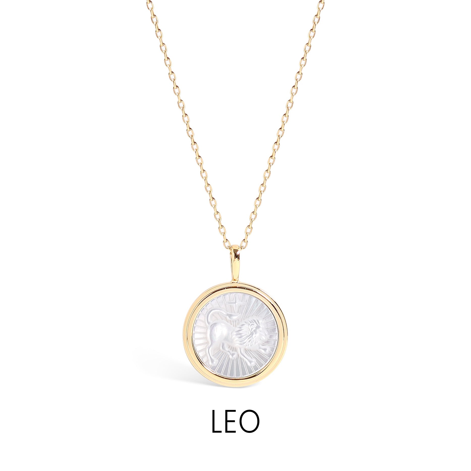 14K Gold Plated Sterling Silver Mother of Pearl Zodiac Pendant Necklace