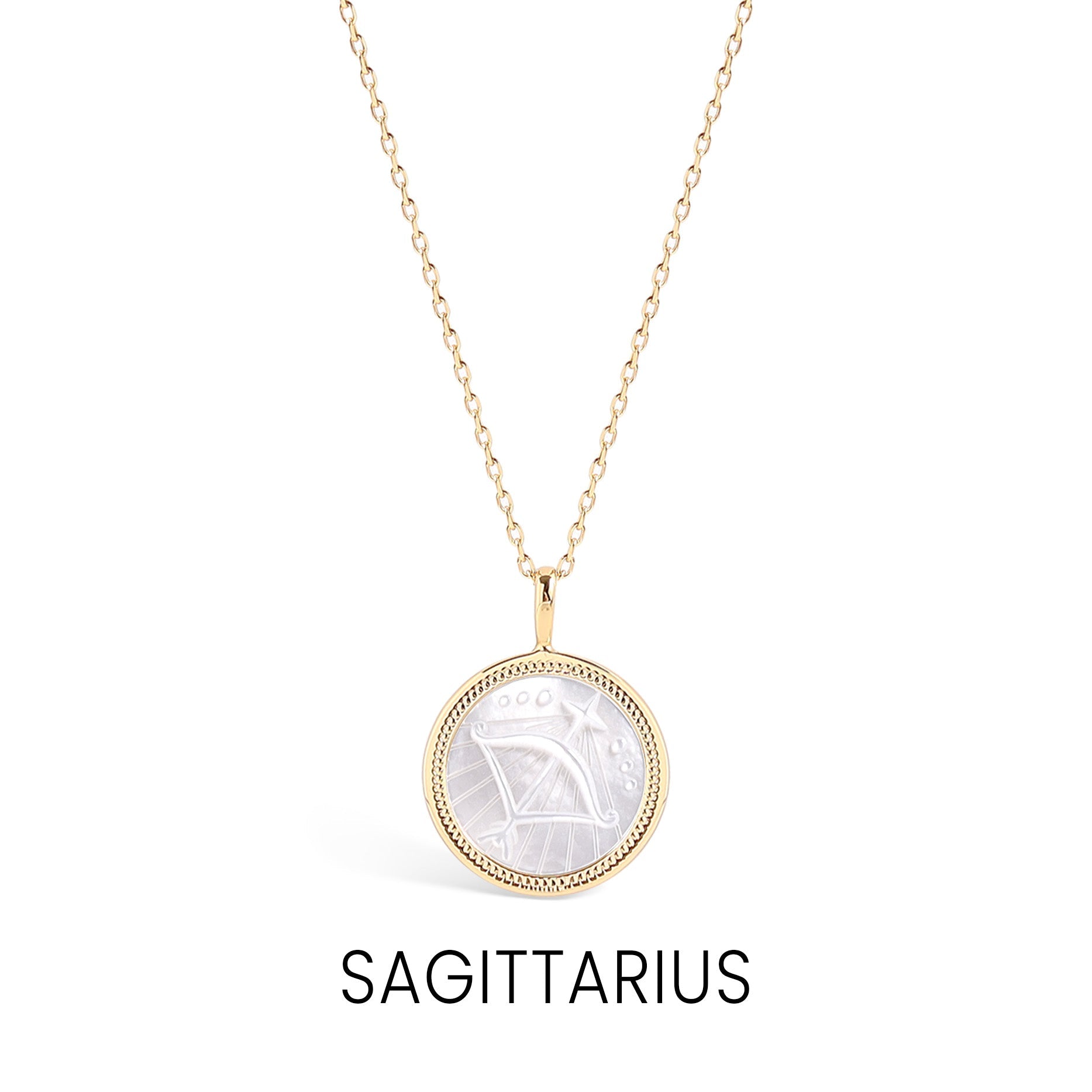 14K Gold Plated Sterling Silver Mother of Pearl Zodiac Pendant Necklace