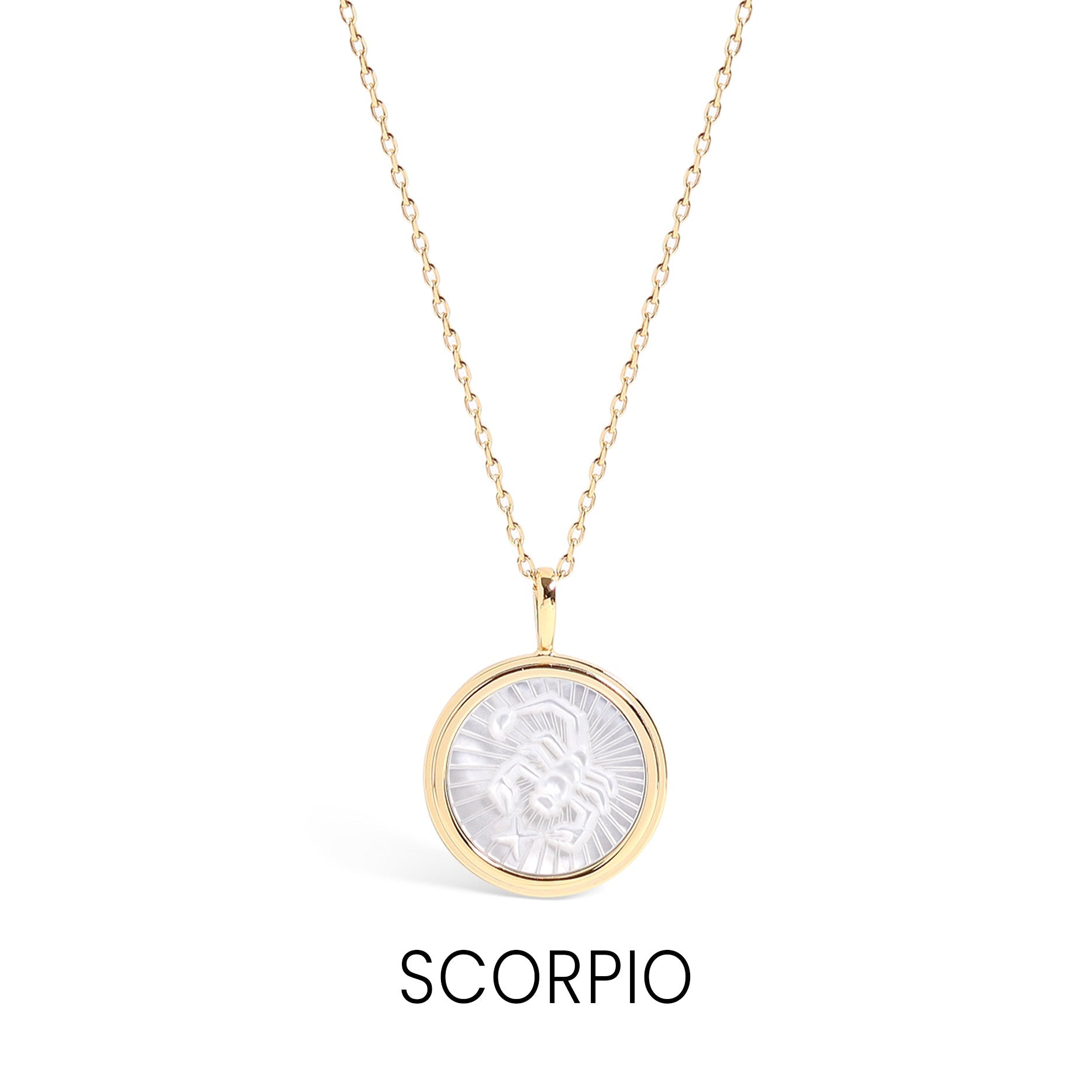 14K Gold Plated Sterling Silver Mother of Pearl Zodiac Pendant Necklace