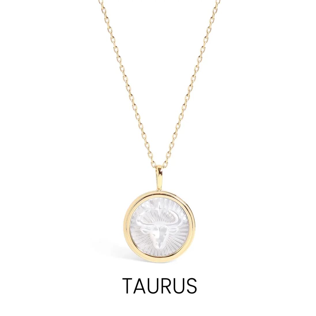 14K Gold Plated Sterling Silver Mother of Pearl Zodiac Pendant Necklace