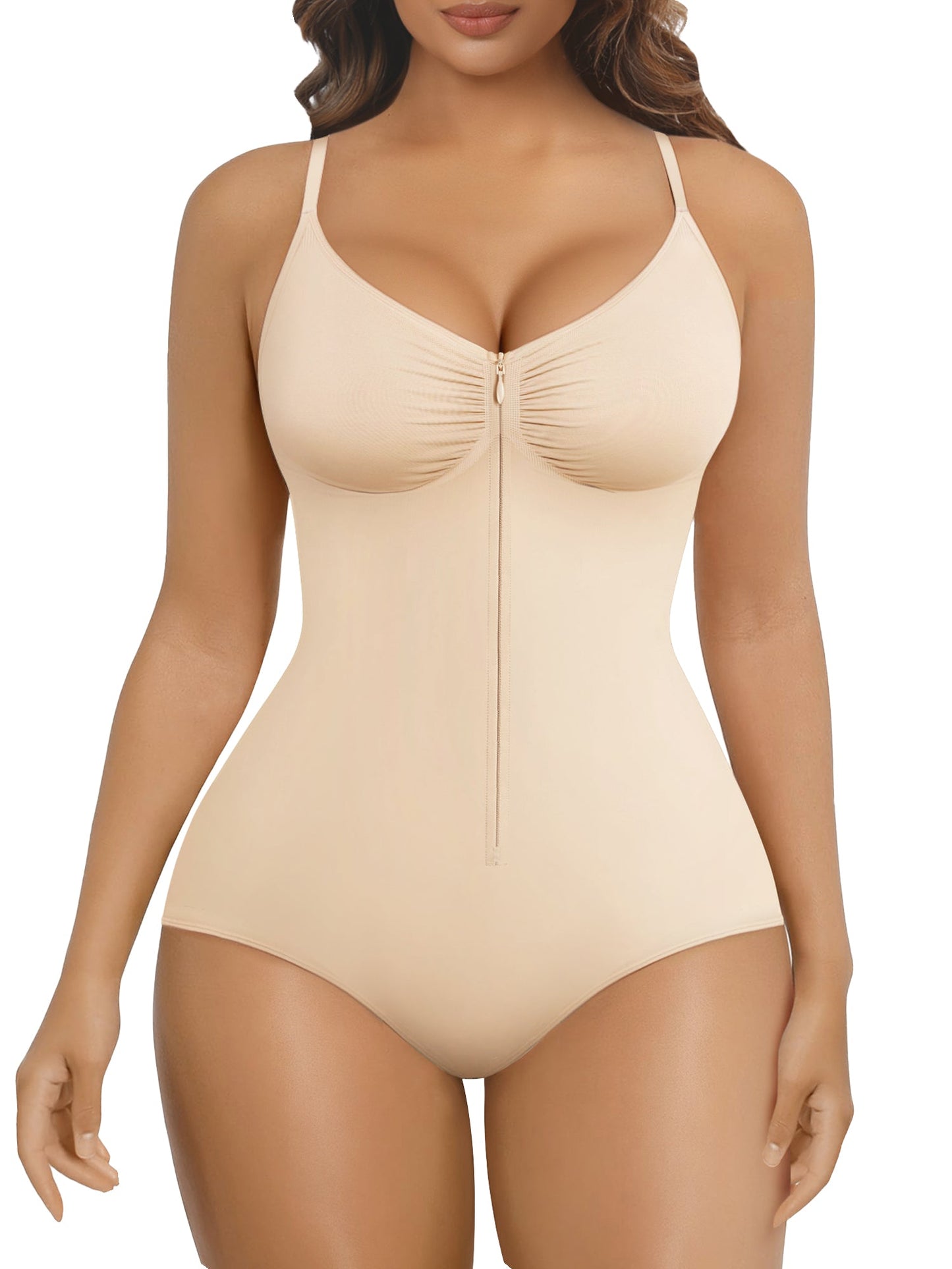 Zip-Up Tummy Control Brief Bodysuit