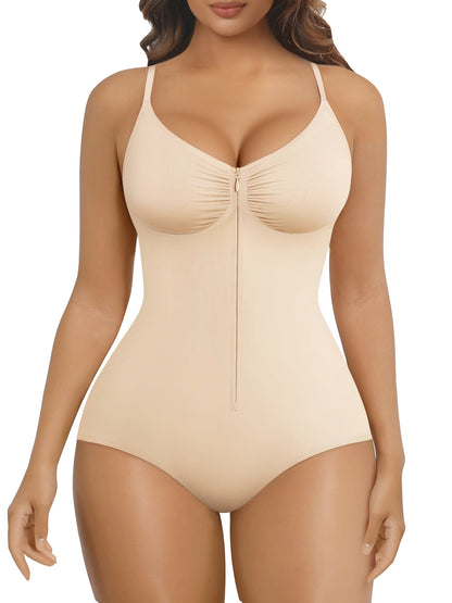 Zip-Up Tummy Control Brief Bodysuit