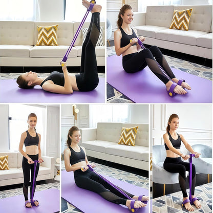 Multi-functional Pedal Resistance Band Trainer – Portable Foot Pedal Fitness Equipment Home Gym Full Body Workout Machine, Exercise Sit-ups, Yoga, Abdominal Training