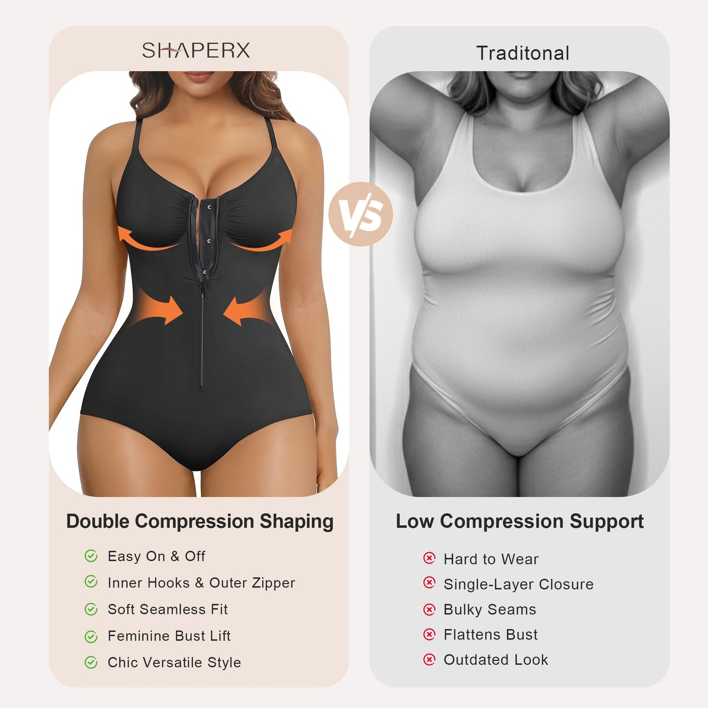 Zip-Up Tummy Control Brief Bodysuit