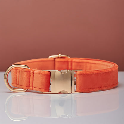Multiple Colour Velvet Personalise Dog Collar Leash Set With Bow
