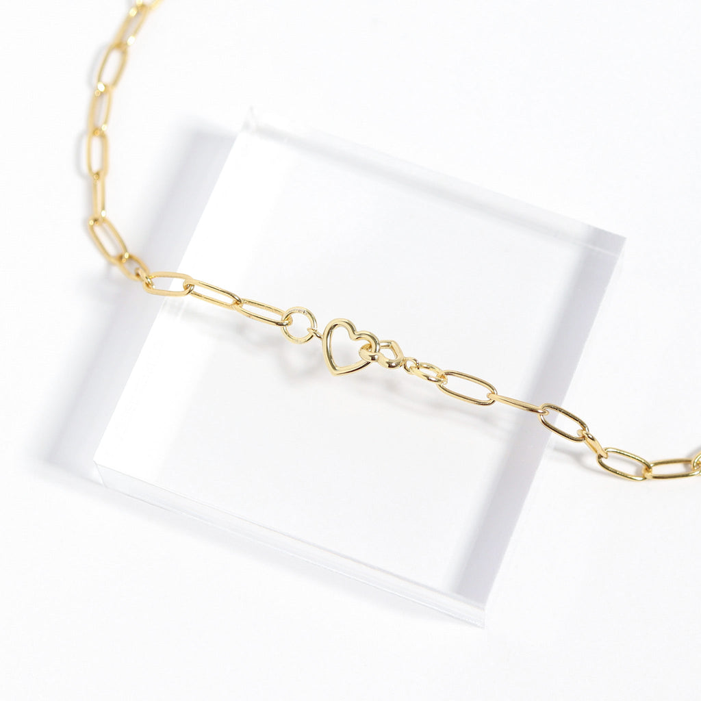 14K Gold Plated Sterling Silver Double Heart Permanent Jewelry Connector Charm