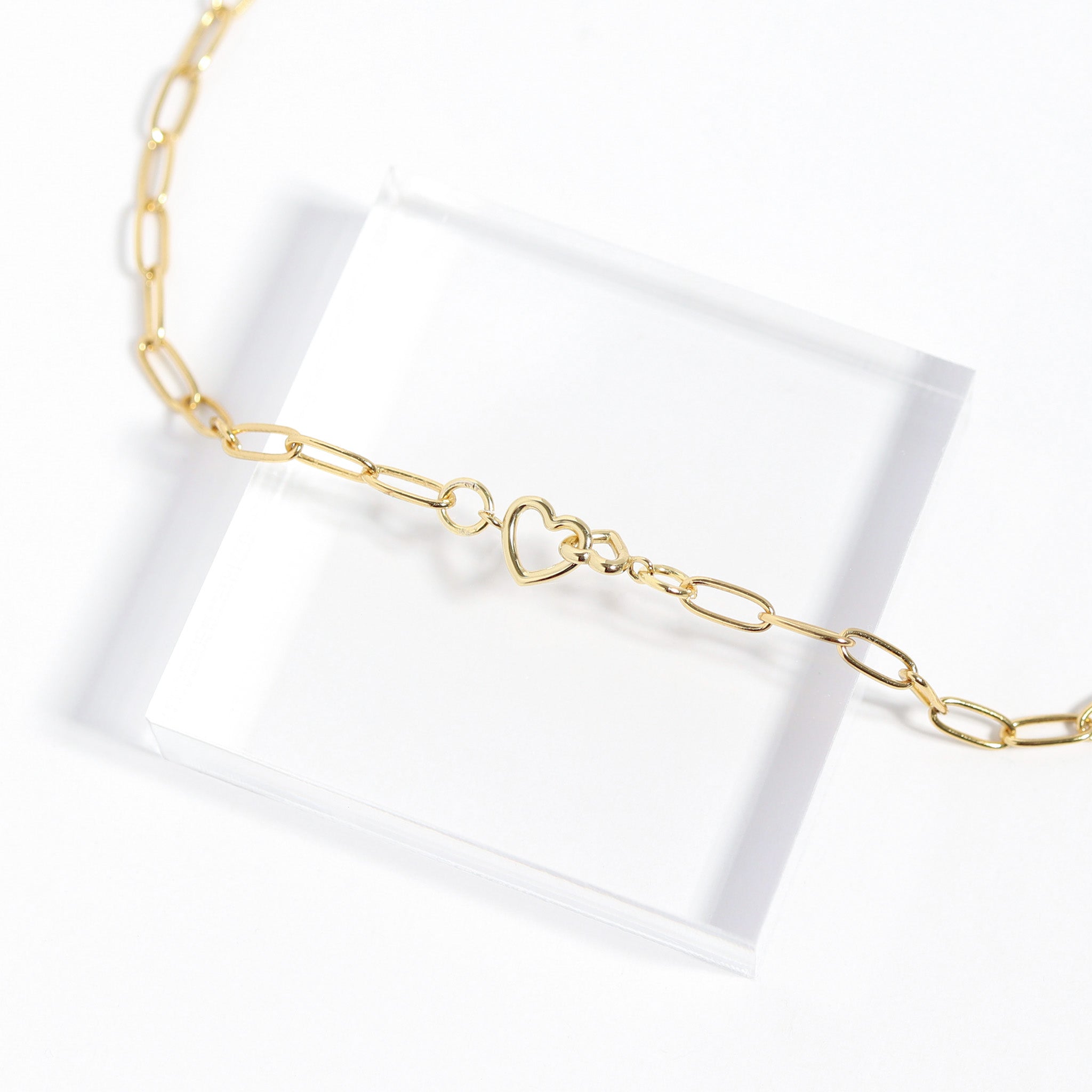 14K Gold Plated Sterling Silver Double Heart Permanent Jewelry Connector Charm