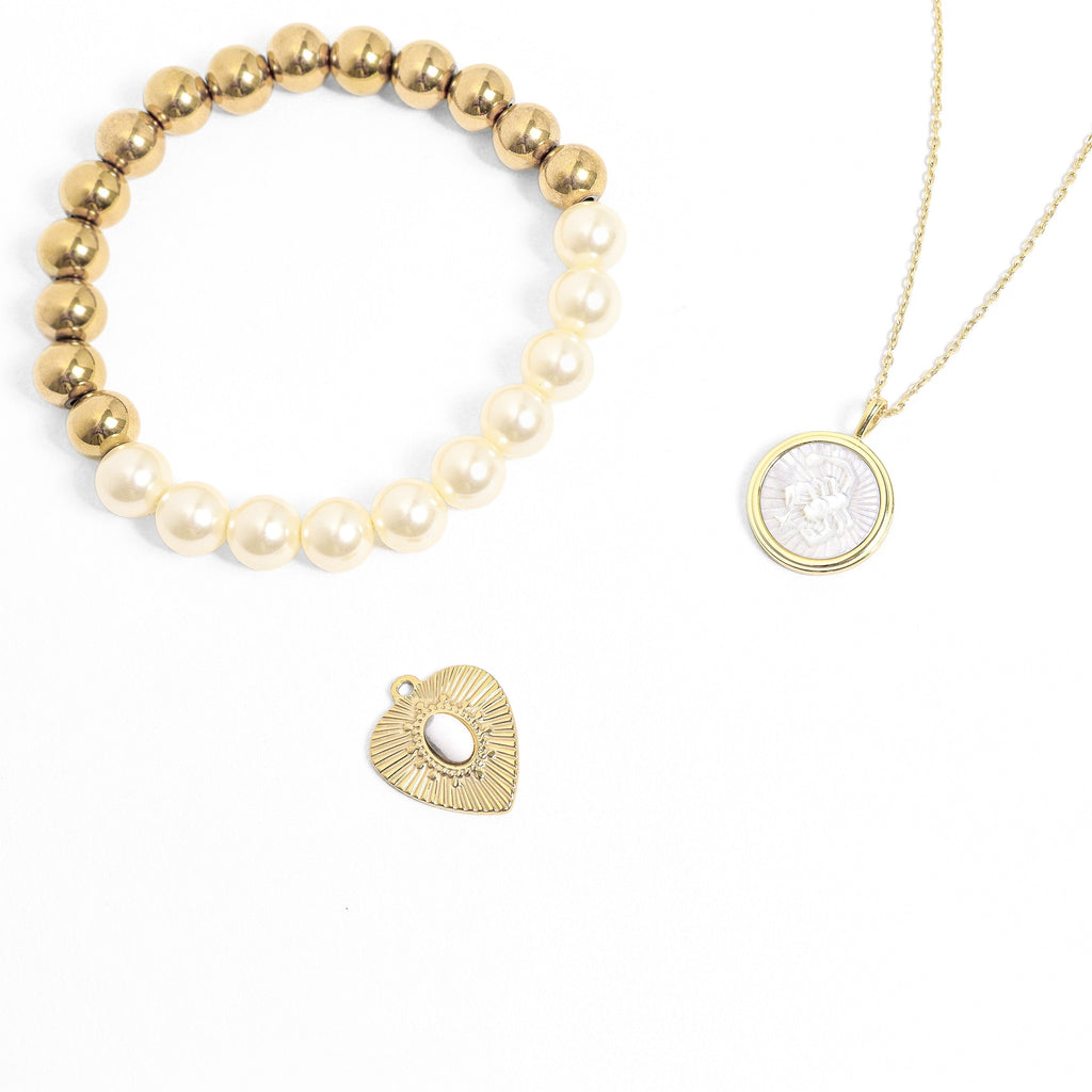 14K Gold Plated Sterling Silver Mother of Pearl Zodiac Pendant Necklace